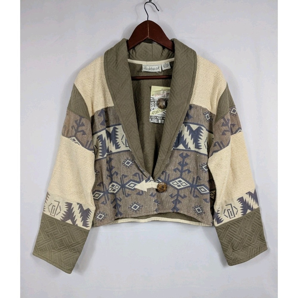 Vtg Flashback Jacket Tapestry Womens S Boho Aztec Western Cowgirl Southwest 2854